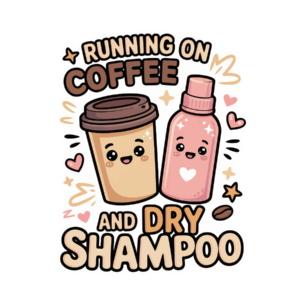 Running on Coffee & Dry Shampoo Die Cut Sticker