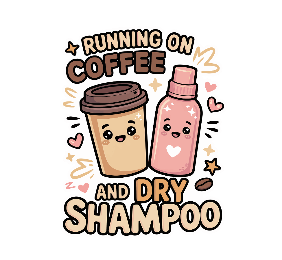 Running on Coffee & Dry Shampoo Die Cut Sticker