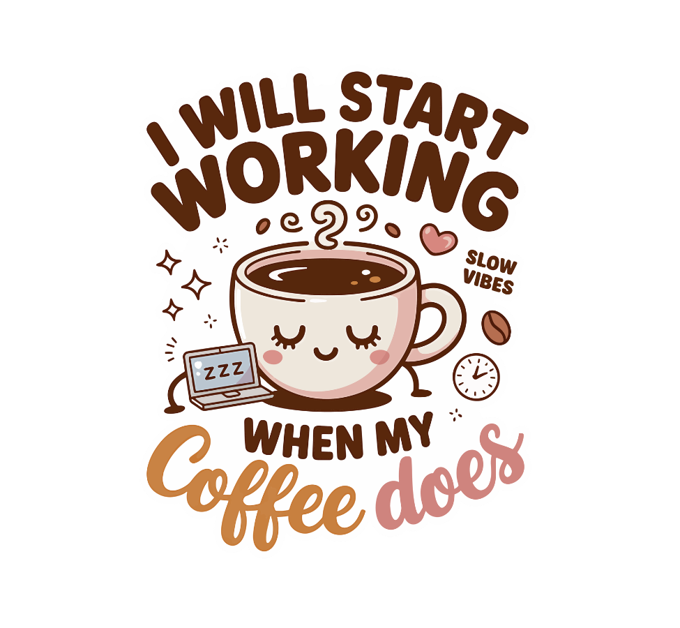 I Will Start Working When My Coffee Does Die Cut Sticker