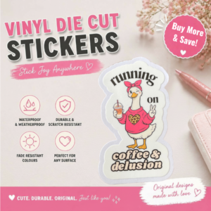 Mama Goose Running on Coffee and Delusion Sticker
