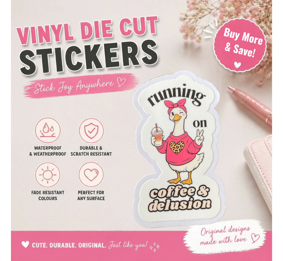 Mama Goose Running on Coffee and Delusion Sticker