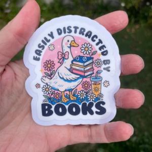 Easily Distracted By Books Die Cut Sticker