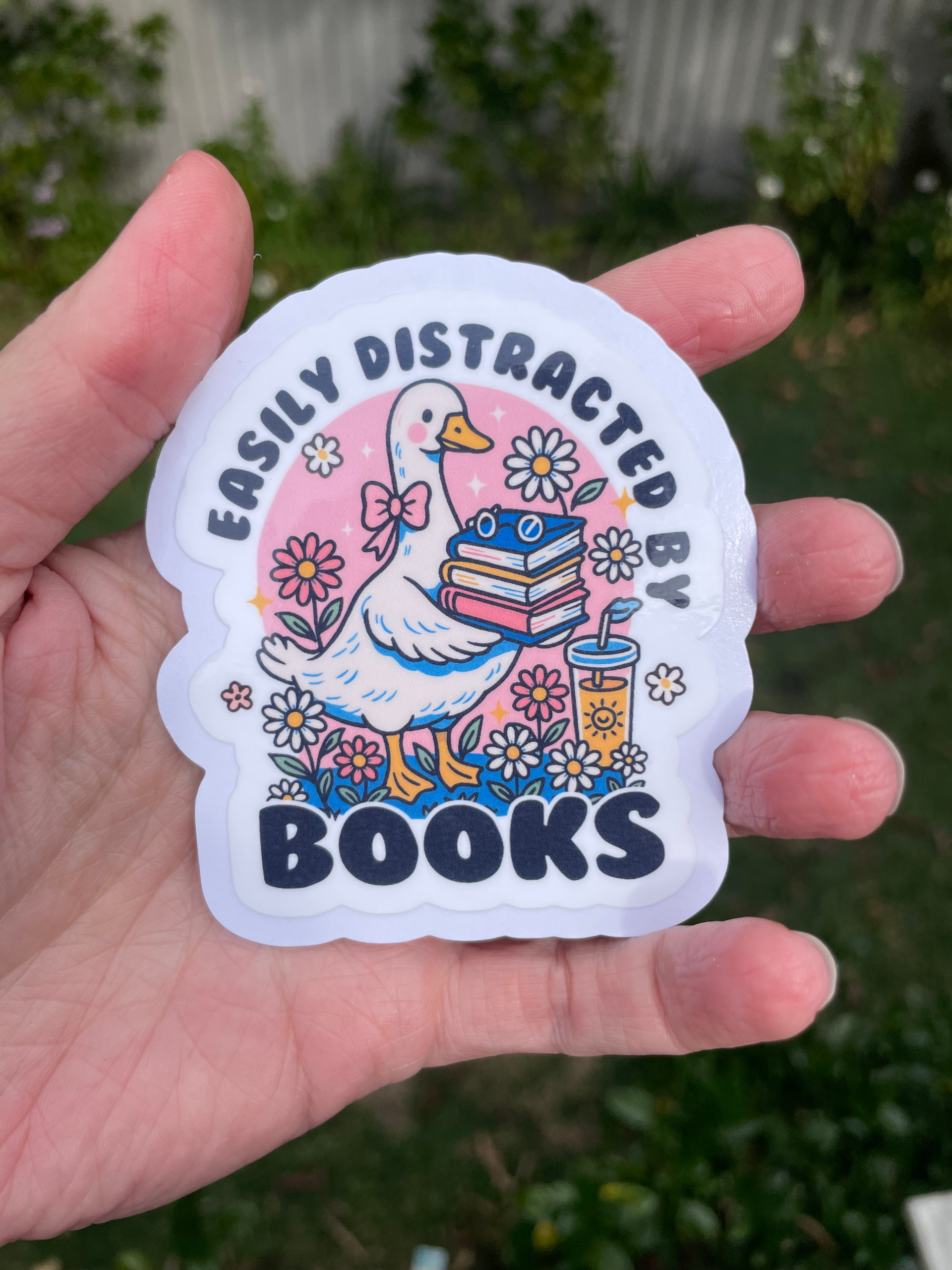 Easily Distracted By Books Die Cut Sticker