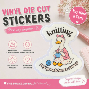 Knitting My Problems Away Mama Goose Sticker