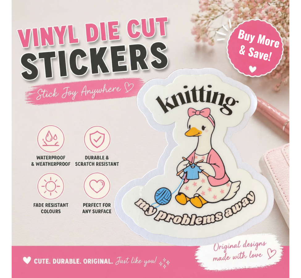 Knitting My Problems Away Mama Goose Sticker