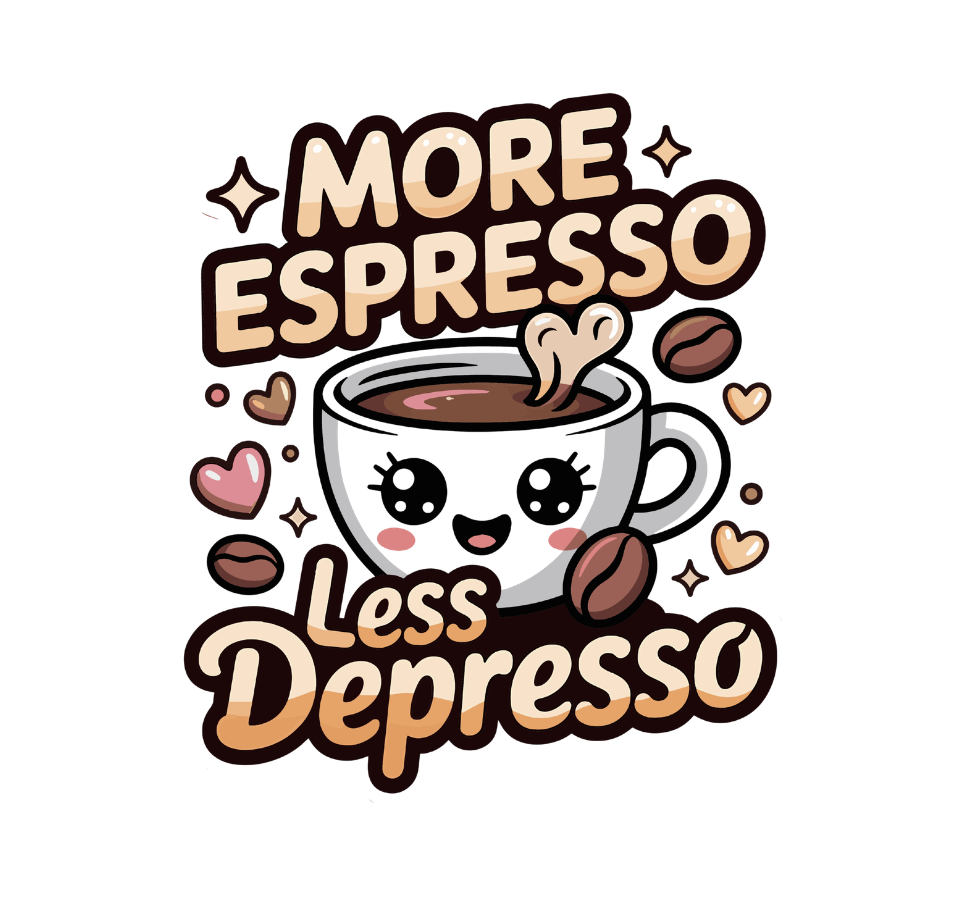More Espresso Less Depresso Die Cut Sticker