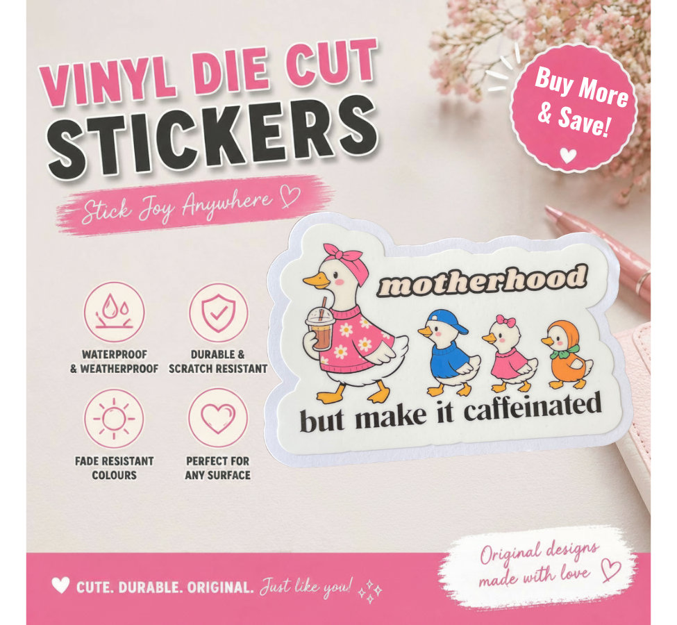 Motherhood But Make It Caffeinated Mama Goose Sticker