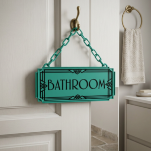 Bathroom Art Deco Hanging Sign