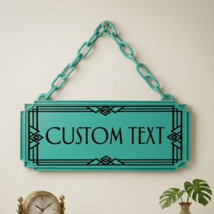 Custom Text Art Deco Hanging Sign