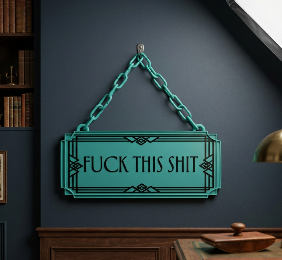Fuck This Shit Art Deco Hanging Sign