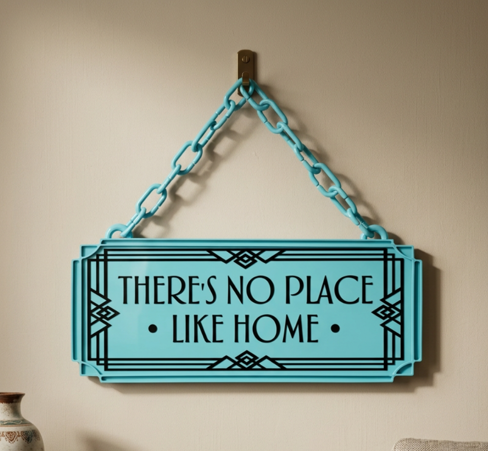 There's No Place Like Home Art Deco Hanging Sign