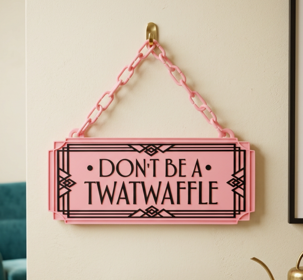 Don't Be A Twatwaffle Art Deco Hanging Sign