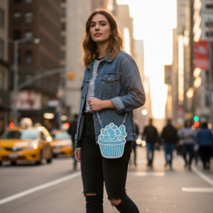 Blue and White Cupcake Crossbody Handbag