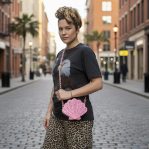 Pink Glitter Shell Crossbody Handbag