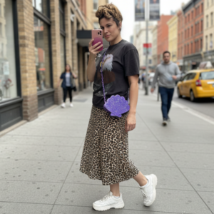 Purple Glitter Shell Crossbody Handbag