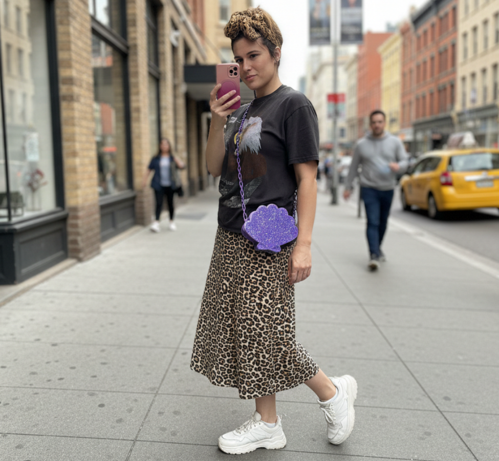 Purple Glitter Shell Crossbody Handbag