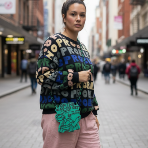 Green and Black On The Way To Get My Shit Together Western Frog Crossbody Handbag